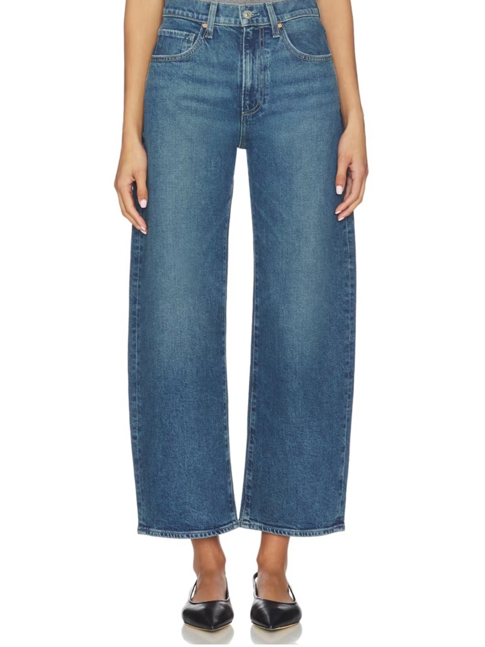 PAIGE High-Rise Wide-Leg Jeans in Medium Blue Wash